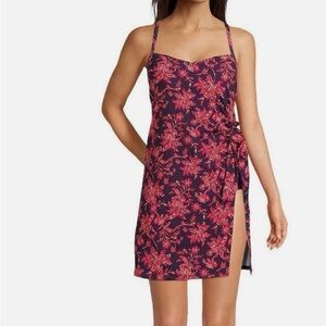 Lands' End Women's One Piece Swimsuit - Navy and Pink Floral
